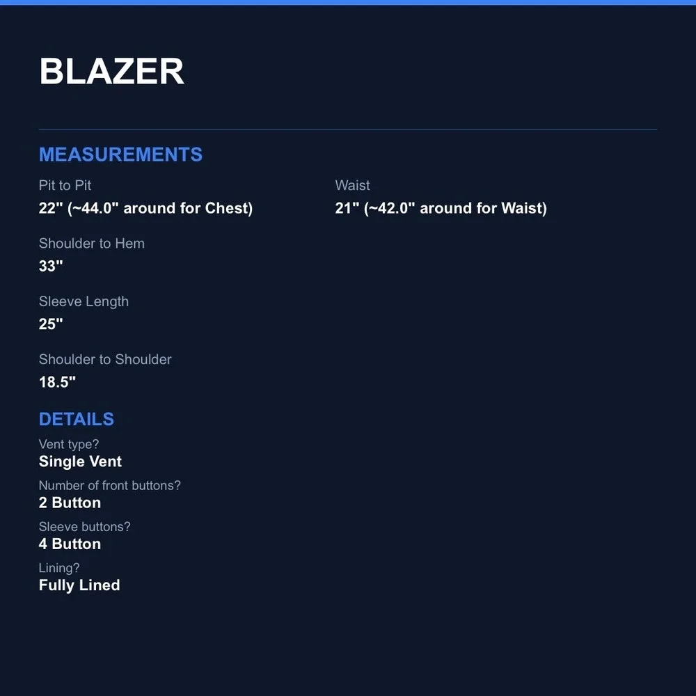 Brooks Brothers measurements pit